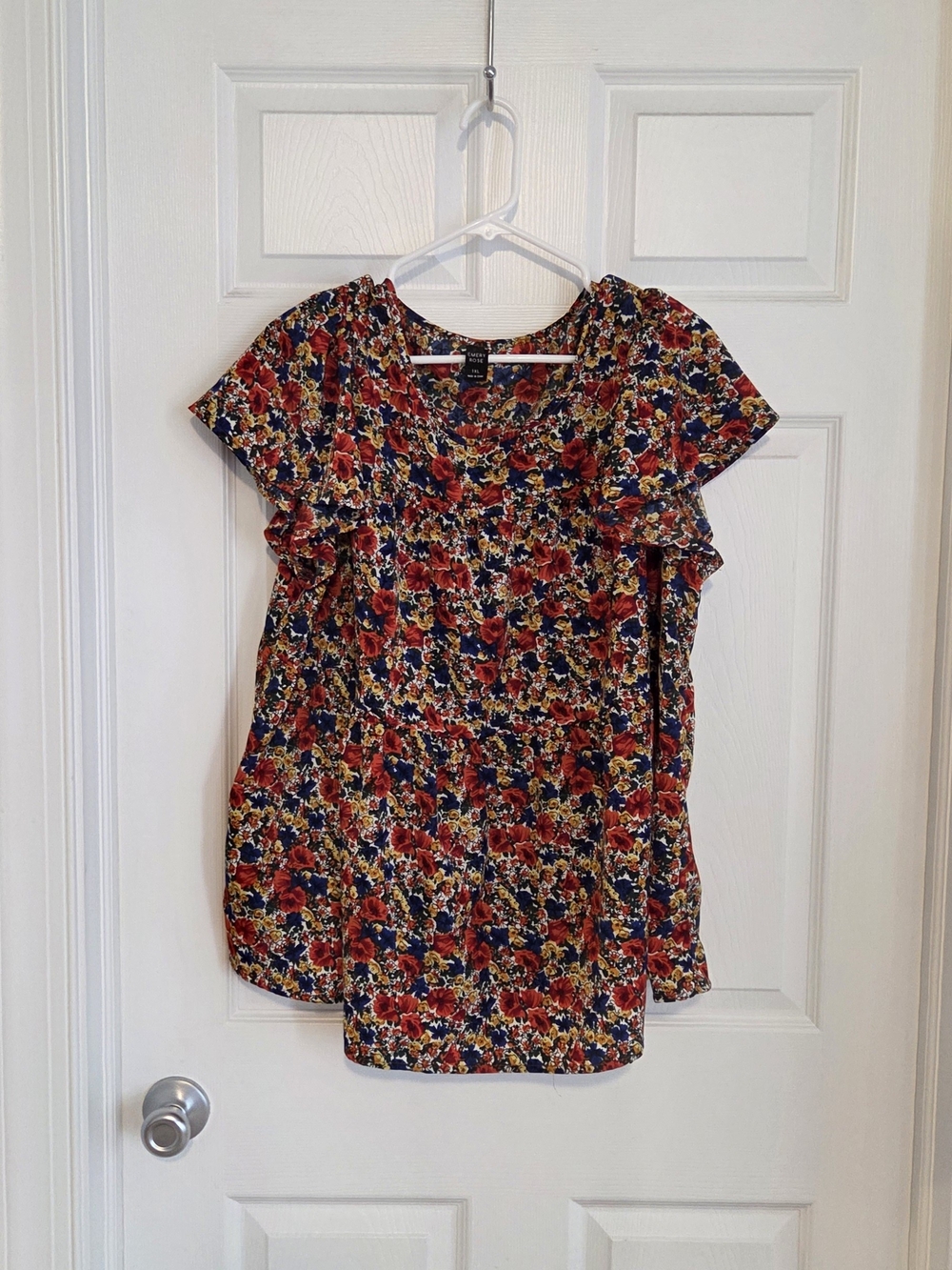 Floral Ruffle Mini Dress - Red Multicolor